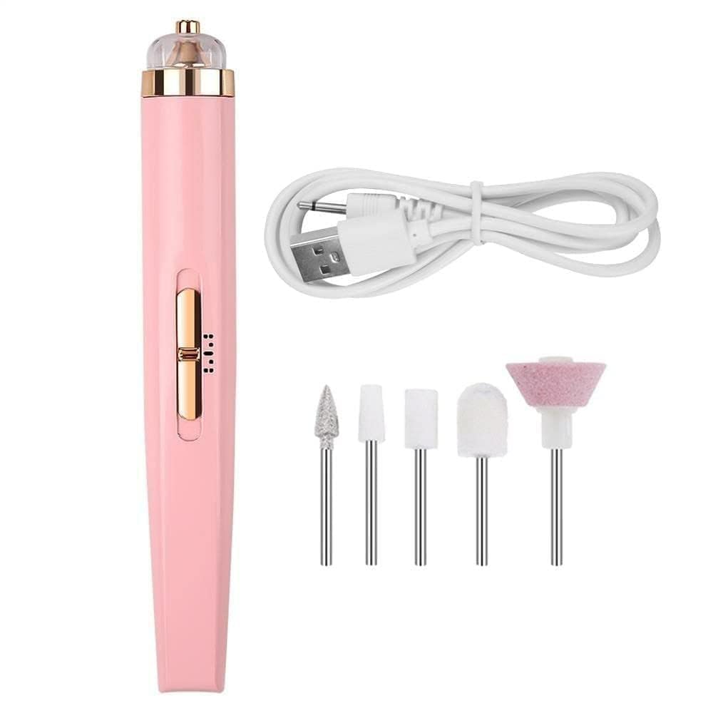 5-in-1 Cordless Electric Nail Drill Kit | USB Rechargeable Manicure & Pedicure Machine with LED Light | Portable Nail File & Cuticle Polisher (Pink)-image-27
