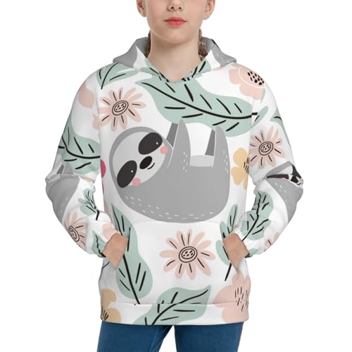 Cute Cartoon Sloth Kid Hoodies Boys Sweatshirts Girls Pullover with Pocket