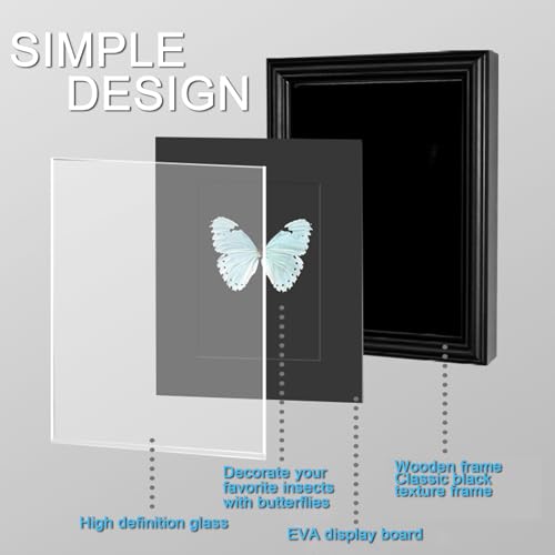 Image of Butterfly Specimen Kit Includes pins, mounting Board, Spreading Tools, Display case, Labels, Forceps, Preserving and showcasing Butterfly specimens.Shadow Boxes (BIACK-01) (WHITE-01)