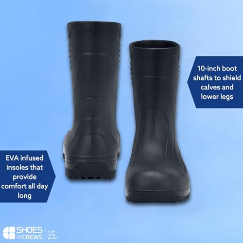 Shoes for Crews ACE Work Boots Bullfrog II, Men's, Women's, Unisex Soft Toe (ST) Work Boots, Slip Resistant, Water Resistant, Black, Men's 15 Women's 16.53