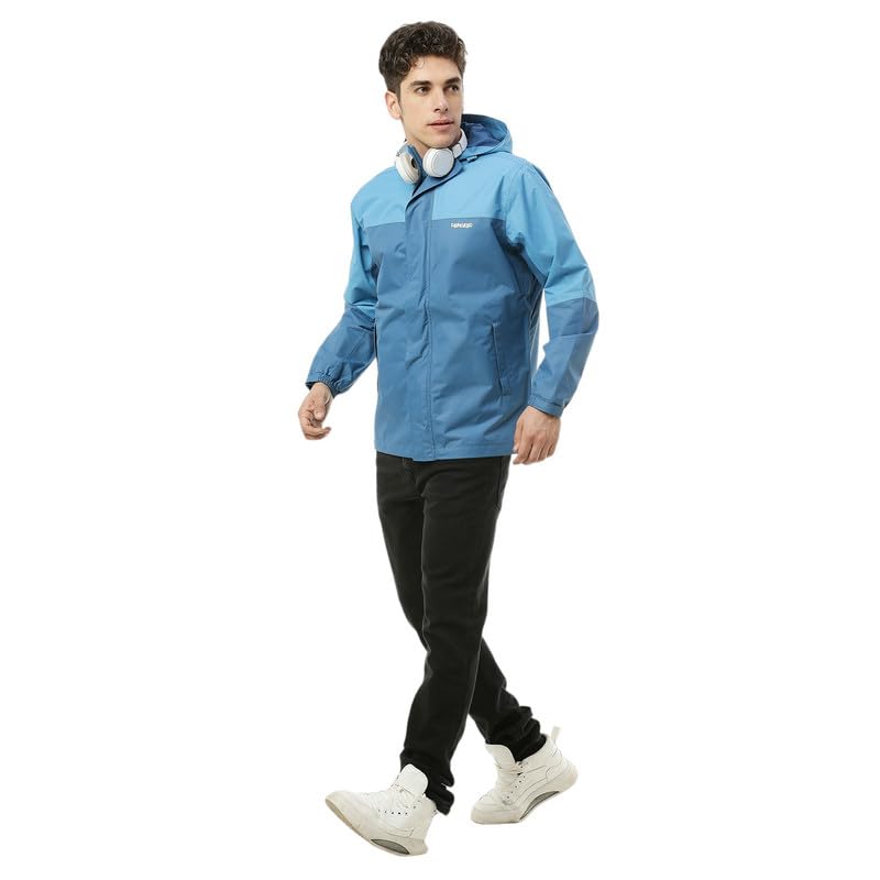 Image of Zeel Raingear Stylish Rain Jacket for Men Waterproof for Bike Riders with Adjustable Hood along with inner pockets,Waterproof Rainwear with Lightweight Polyester Jacket, ZRR002