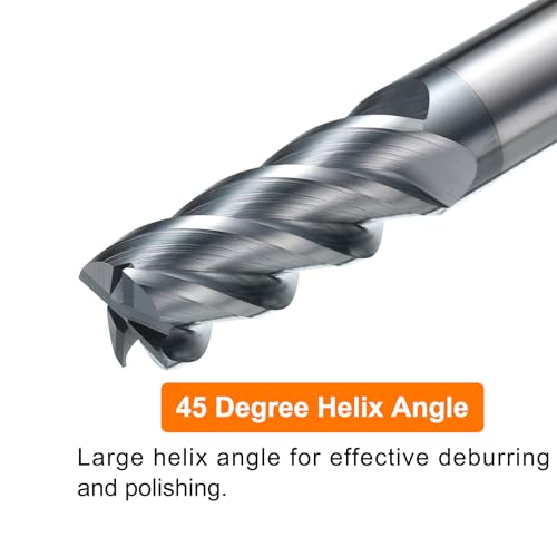 Image of HARFINGTON Carbide Square Nose End Mill Bit 1 /2 inch Cut Dia 4 Flutes TiAlN Coated Milling Cutter for Hardened Steel Metal (1 /2 inch Shank 1-1 /4 inch Cut Length 3 inch Long 45 Degree Helix HRC49-51)