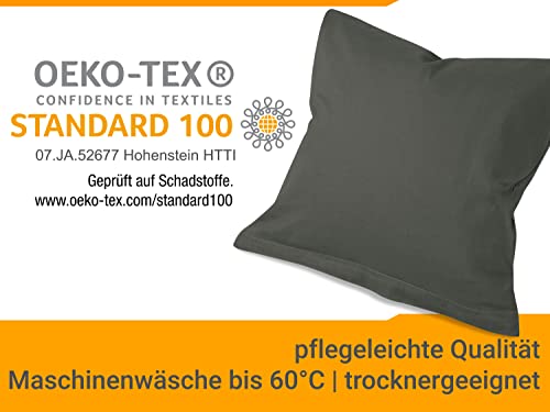npluseins Doppelpack zum Sparpreis - Baumwoll-Kissenbezüge - Moderne Wohndekoration in schlichtem Design, 40 x 40 cm, anthrazit - Image 7