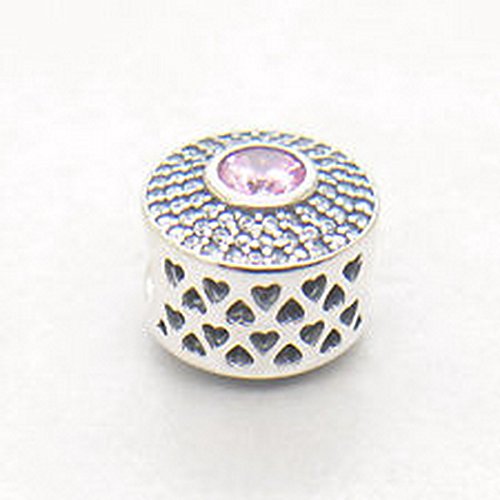 Authentic S925 Silver Radiant Splendor Blush Pink Crystal Bead Love Heart NJOY13107