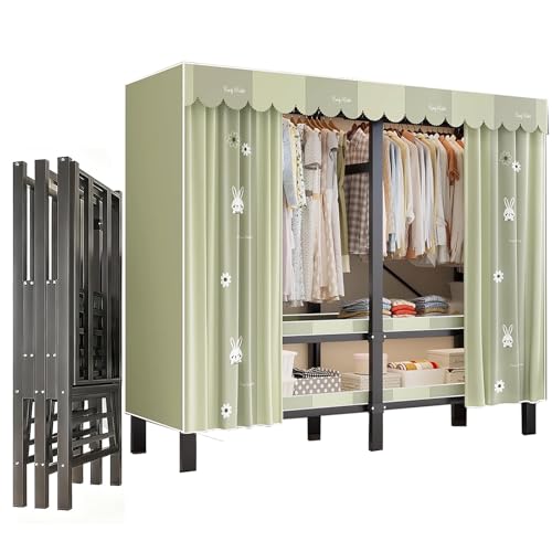 genérico Armario portátil Resistente con Ruedas, Perchero Plegable de Metal de 125 cm, Ideal para el hogar y Espacios pequeños.