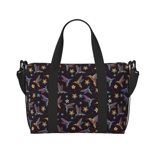 Flower Hummingbirds Embroidery print Handbag Oxford shoulder bag casual shoulder bag weekend bag large capacity storage bag2