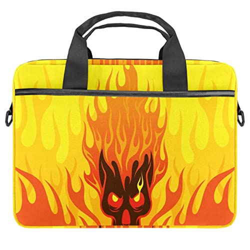 Sac d'ordinateur portable 13,3 pouces contre les chocs motif crâne en feu jaune