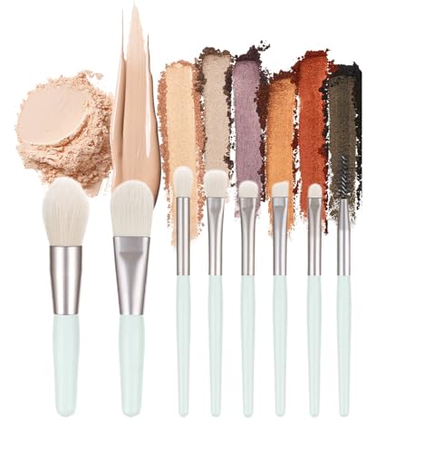 Mini Makeup Brushes Eyeshadow Make Up Brushes, 8 pcs Makeup Brush Set, Powder Blusher Concealer Eyeshadow Brushes Set, Travel Makeup Brush Kit for Women Girls Beginners