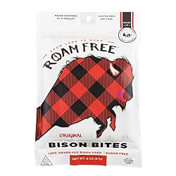 Roam Free Bison Jerky Bites, 100% Grass Fed Meat Snack