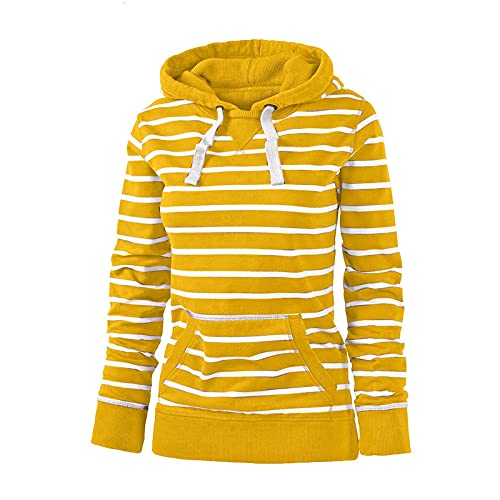 Henagehde Blouson Femme Mi Saison avec Capuche - Sweat-Shirt Décontracté Imprimé À Rayures pour Femmes, Manches Longues, Haut Slim, Poches Utilitaires Robe De Chambre Polaire Capuche