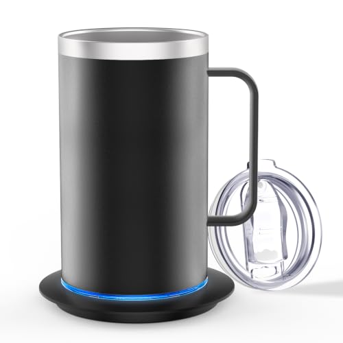 DEQIANG Self-Heating Coffee Mug, 17oz Stainless Steel Cup with Lid (Black) - image 1