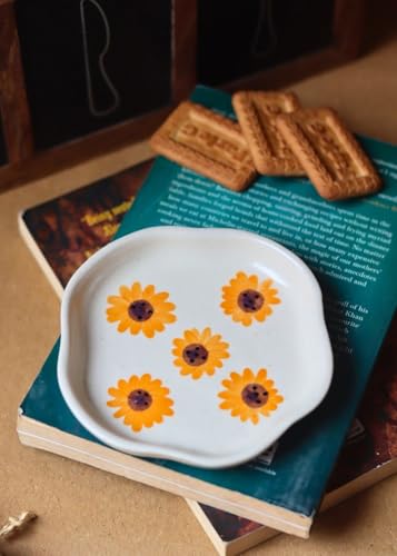 Image of WEAVING HOMES Surajmukhi Handmade Dessert Plate, Size: 11 cm Microwave & Dishwahsher Safe (Set of 1)