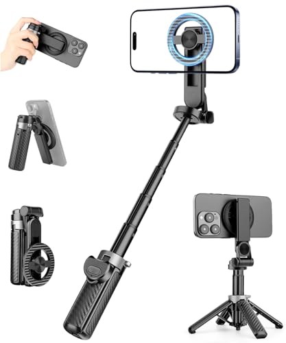 Victiv Magnet Selfie Stick & Handy Stativ Ultratragbar Mini-Stativ für Smartphone mit Abnehmbarer Fernbedienung und Magnetischer Ring für iPhone 17/16/15/14 Pro Max Mag-Safe Samsung Huawei Android