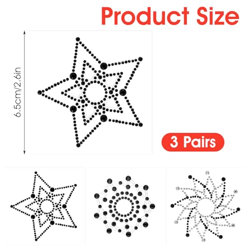 6 Pcs Rhinestone Pasties Crystal Glitter Pasties Nipple Covers Sexy Breast Covers Nipple Stickers2