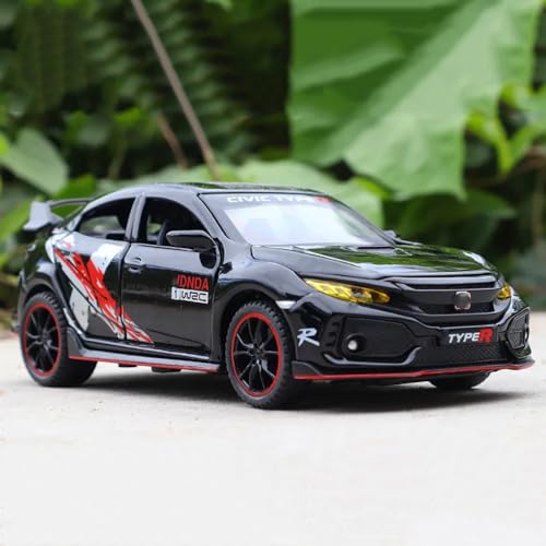Image of DARVICE 132 Civic Type R Toy Car Diecast Metal Model Toy Car for Kids with Openable Door Light Sound Pullback