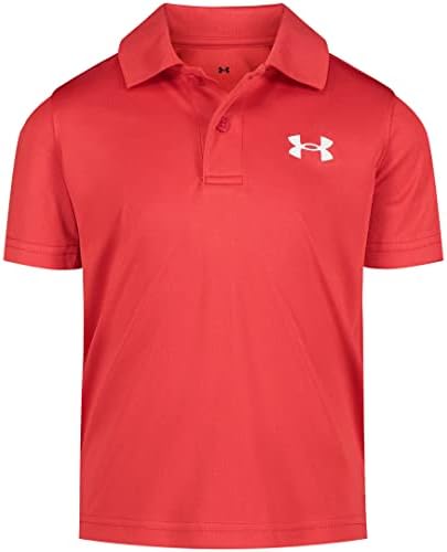 Under Armour Boys' Short Sleeve Ua Match Polo Collared Shirt, Chest Logo, Soft & Comfortable, Red-Core, 5