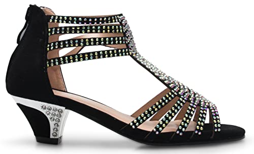 Image of Olivia K Girl's Cute Adorable Strappy Glitter Open Toe Heel Sandals - Adjustable buckle