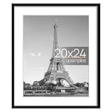 upsimples 20x24 Picture Frame, Display Pictures 16x20 with Mat or 20x24 Without Mat, Wall Hanging Poster Frame, Black, 1 Pack
