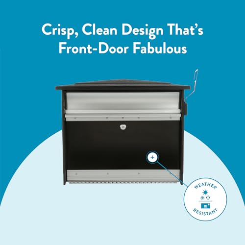 Image of Architectural Mailboxes Mailsafe Locking Wall Mount Mailbox, Black, Medium | Aluminum build with steel cam lock and key drop box and a rust-resistant powder-coat finish.