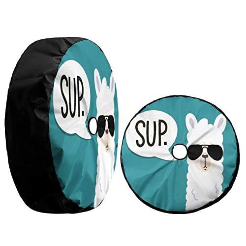 Image of Funny Llama Spare Tire Cover with Backup Camera Hole Wheel Tire Cover Fit Trailer, RV, SUV and Many Vehicle 15inch