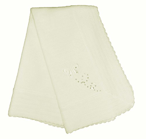Superbe châle en coton Crème pour bébé  Design Papillon avec détails à paillettes Argenté