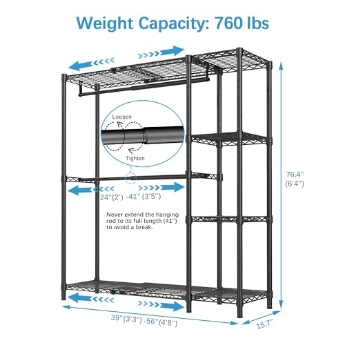 Adjustable VIPEK X2 Clothes Rack for Hanging Clothes, Black