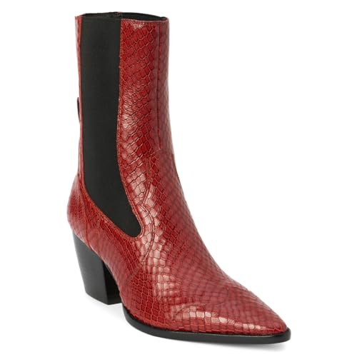 Matisse Womens Keith Metallic Pointed Toe Chelsea Casual Boots Ankle Mid Heel 2-3" - Red2