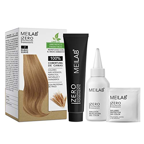 MEILAB - Tinte permanente sin amoniaco - Pack de 3 unidades - Color Rubio medio #7