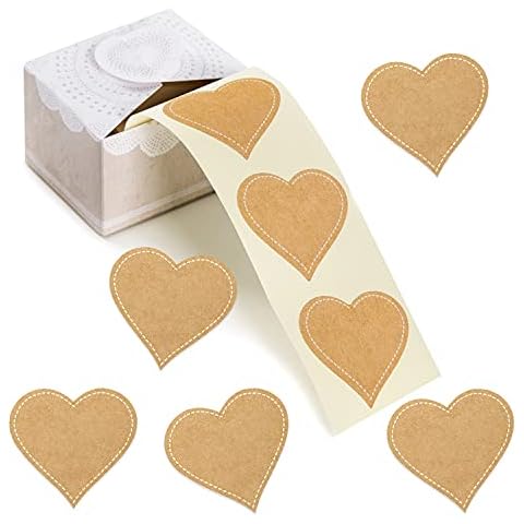 Logbuch-Verlag Rollo de 200 pegatinas corazones de papel kraft marrón Cover