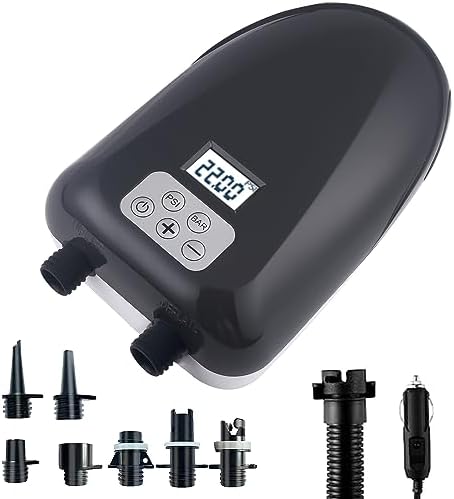 Paddle Board Pump, SUP Electric Pump, 22 PSI Portable Air Compressor with Auto-Off, Inflator and Deflator for Inflatables, Boats, Kayak Accessories for Water Sports,12V DC Car Connector,Color Random