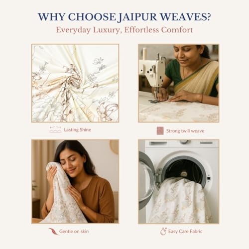 Image of Jaipur Weaves Double Bed Cotton Bedsheet Queen Size 90x108, 100% Pure Cotton Bed Sheet with 2 Pillow Covers, 240 TC Soft Breathable Floral Design - (Brown, Queen)