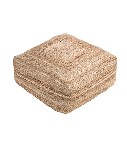 Dehner Pouf Lotta, Sitzkissen, ca. 50 x 20 x 50 cm, Jute/Baumwolle/Styropor, natur