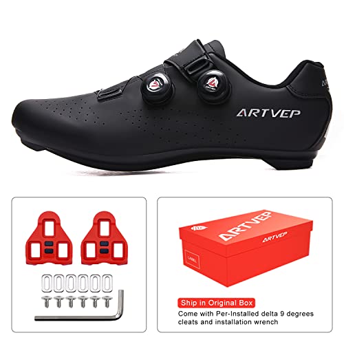 ARTVEP Chaussures de Cyclisme pour Hommes Chaussures de vélos de Route