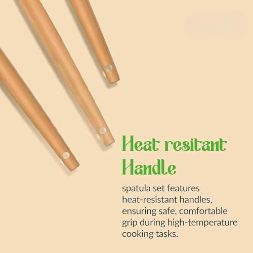 Image of Sakoraware Silicone Spatula Set with Wooden Handle Kitchen Tools Mixing | Serving Cooking Spoon | Turner | Soup Ladle | Non-Stick | BPA Free Kitchen Tools Set of 3 (Black)
