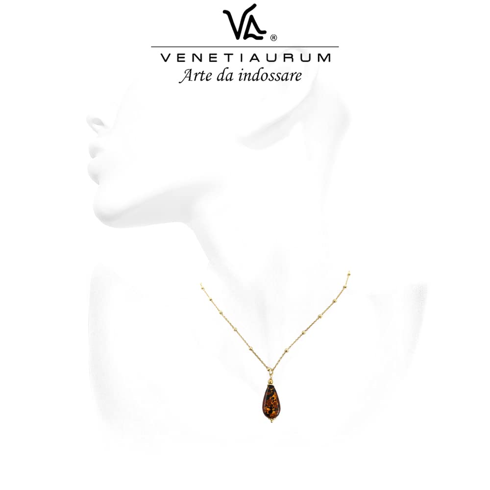 Venetiaurum - Collana per Donna con Pendente a Goccia in Vetro Originale di Murano e Argento 925 - Gioiello Made In Italy Certificato