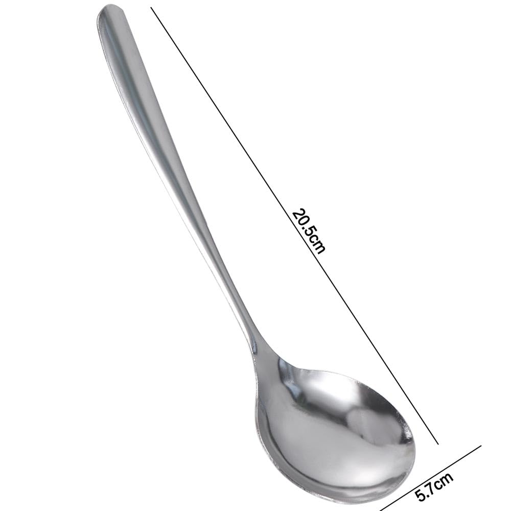 Cuchara de servir de acero inoxidable, 2 cucharones pequeños para servir, cuchara de sopa de mango largo, cucharón de salsa pequeño, cuchara de sopa asiática, cuchara pulida con espejo