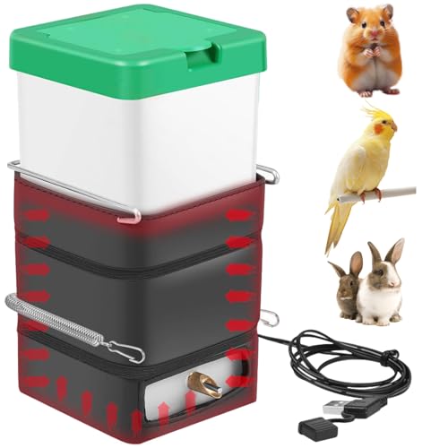 1Set Heated Rabbit Water Bottle 35OZ No Drip Heated Water Bottle for Rabbits Animal USB Powered Rabbit Outdoor for Hamster Guinea Pigs Birds