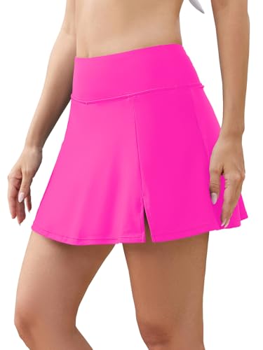 Bas de bikini à jupe gainant rose XXL avec short à volants et poches intégrées pour femme