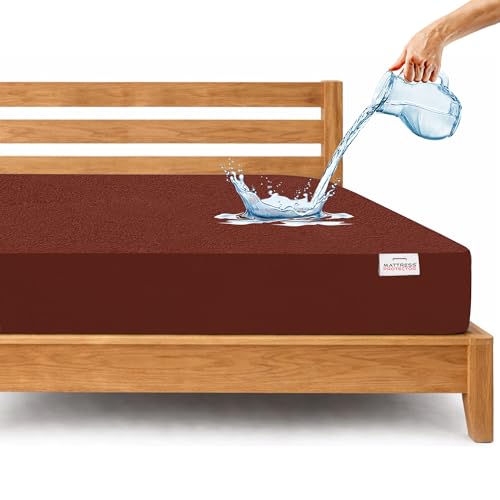 Image of Mattress Protector Queen Size | Ultra-Luxury Premium Cotton Mattress Cover | Silky Soft, Cloud-Like Comfort, Breathable & Hypoallergenic | Advanced Waterproof Protection | 6.5x5 Ft-78x60 in, Coffee