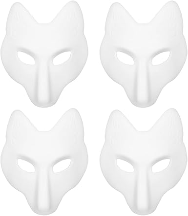 DIY Unpainted Cat & Fox Therian Masks - 6 Pack Blank Paper Masks For Painting & Customizing