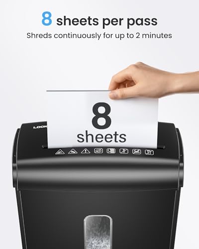 Locksworth 8-Sheet Micro Cut Paper Shredder P-4 High Security for Home Office Use with Handle, Shreds Credit Card/Staple 4 Gallons(Black) AZ1687 の商品画像 1