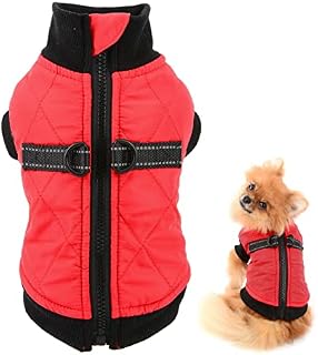 SMALLLEE_LUCKY_STORE Pet Water Resistance Zip-up Jacket Vest Coat with D-rings for Small Dogs Cats, Fleece Lined Puppy Chihuahua Yorkie Warm Winter Clothes, Purple, S