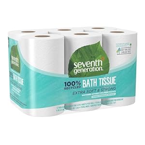 Seventh Generation Toilet Paper Recycled Bath Tissue 100% Recycled Paper 2-ply without Chlorine Bleach 12 Rolls
