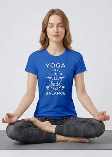 Image of INDISSH Yoga Tshirt for Women Cotton | Graphic Printed Yoga Round Neck Short Sleeves T-Shirt for Woman - WRN-YOGAB-PAR