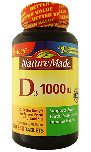 Nature Made Vitamin D3 Dietary Supplement Tablets, 1000Iu, 350 Count, Packaging May Vary #TOP27