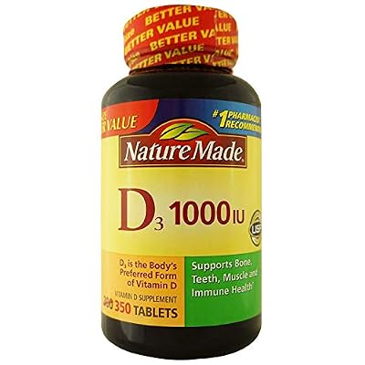 Nature Made Vitamin D3 Dietary Supplement Tablets, 1000IU, 350 count, Packaging May Vary