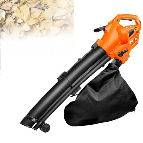 Aspirafoglie elettrico da 3000 W, soffiatore per foglie da giardino esterno con sacchetto per la polvere da 35 litri, facile da usare per pulire foglie e altri rifiuti da cortili e giardini,Orange