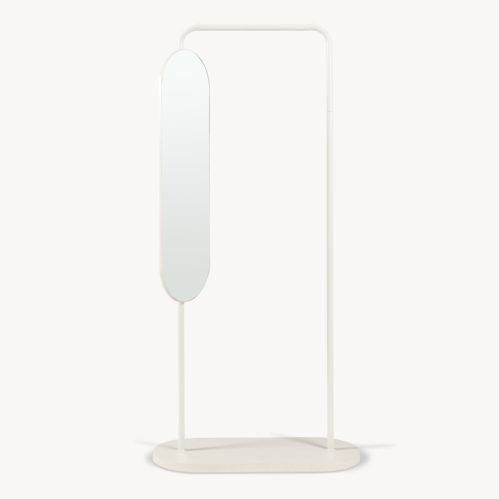 [en.casa] Garderobenständer Vamn Kleiderständer 167 x 80 x 35 cm Flurgarderobe mit Spiegel Standgarderobe für Flur Schlafzimmer Ankleide freistehend Metall Sandfarben