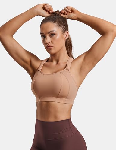 Image of SYROKAN Women's Sports Bra Front Adjustable Padded | High Impact, Racerback, Wireless, Plus Size, Full Coverage, Running Bra