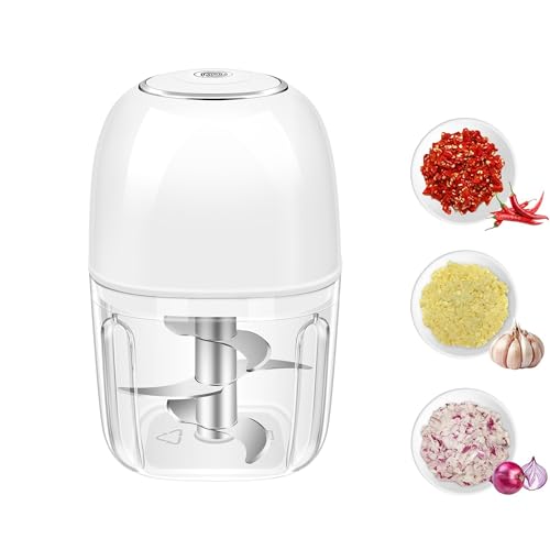 350ML Electric Garlic Chopper, Portable Mini Food Processor, USB Garlic Mincer Masher with...